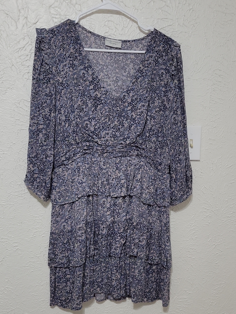 Dress Forum Blue Floral Tiered V-Neck Dress